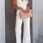 Margovil V Neck Waisted Wide Leg Cami Lace Jumpsuit afbeelding 2