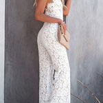 Margovil V Neck Waisted Wide Leg Cami Lace Jumpsuit afbeelding 3