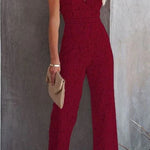 Margovil V Neck Waisted Wide Leg Cami Lace Jumpsuit afbeelding 6
