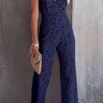 Margovil V Neck Waisted Wide Leg Cami Lace Jumpsuit afbeelding 7