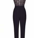 Margovil Solid Lace Splice Straight Leg Cami Jumpsuit afbeelding 2