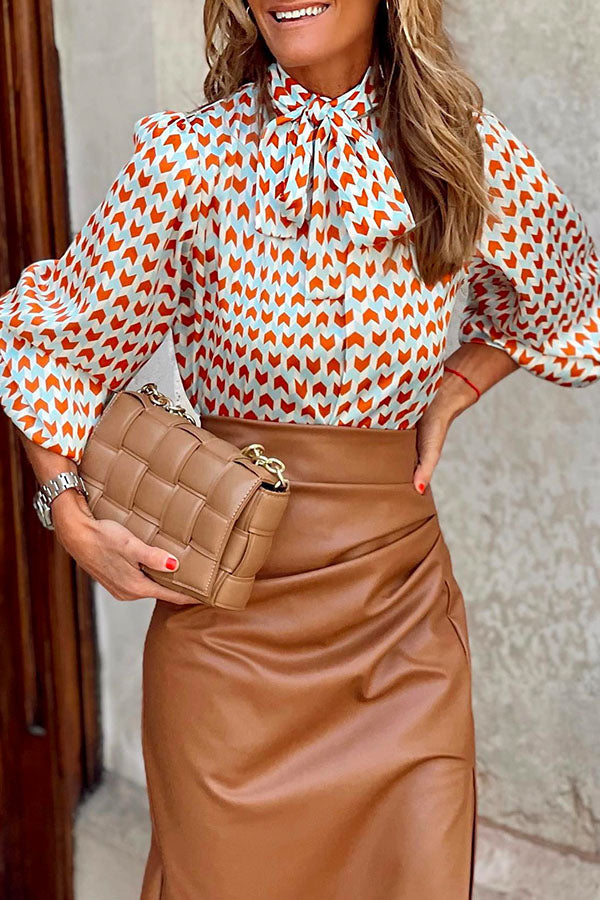 Margovil Casual Ruched Side Split Leather Skirt afbeelding 3