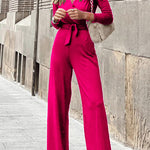 Margovil Wrap V Neck Long Sleeve Tie Waist Jumpsuits(3 Colors Available) afbeelding 2