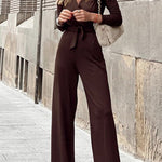 Margovil Wrap V Neck Long Sleeve Tie Waist Jumpsuits(3 Colors Available) afbeelding 3