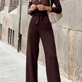 Margovil Wrap V Neck Long Sleeve Tie Waist Jumpsuits(3 Colors Available) afbeelding 3