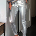 Margovil Slim Fit Faux Leather Leggings Pants with Pockets afbeelding 1