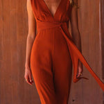 Margovil V Neck Sleeveless Tie Waist Wide Leg Jumpsuit afbeelding 2