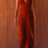 Margovil V Neck Sleeveless Tie Waist Wide Leg Jumpsuit afbeelding 1
