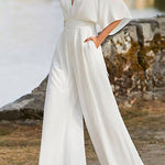 Margovil Deep V Neck High Waist Wide Leg Jumpsuit afbeelding 1