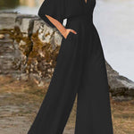 Margovil Deep V Neck High Waist Wide Leg Jumpsuit afbeelding 2