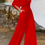 Margovil Deep V Neck High Waist Wide Leg Jumpsuit afbeelding 3