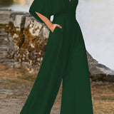 Margovil Deep V Neck High Waist Wide Leg Jumpsuit afbeelding 5