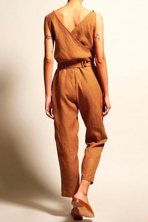 Margovil Casual V Neck Sleeveless Wrapped Jumpsuit afbeelding 6