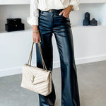 Margovil Pocketed Straight Wide Leg Faux Leather Pants afbeelding 1