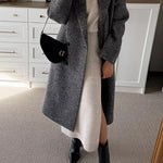 Cowl Neck Waisted Side Slit Midi Sweater Dress afbeelding 11
