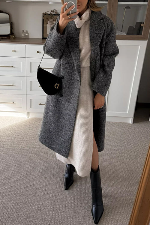 Cowl Neck Waisted Side Slit Midi Sweater Dress afbeelding 11