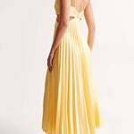 V Neck Cut Out Waist Sleeveless Pleated Maxi Dress(7 Colors Available!) afbeelding 2