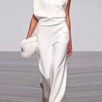 Margovil Cowl Neck One Shoulder Batwing Sleeve Party Suit afbeelding 1