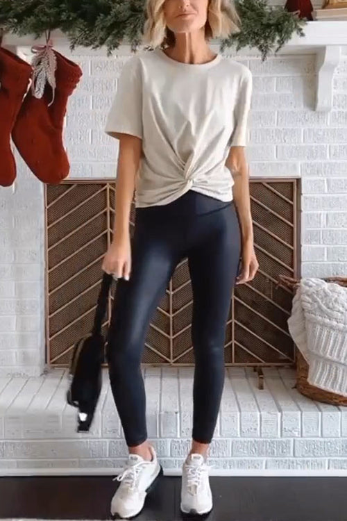 Margovil High Waist Faux Leather Full-length Leggings afbeelding 3