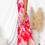 One Shoulder Sleeveless Print Asymmetric Maxi Pleated Dress afbeelding 3