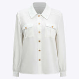 Sophie | Elegant button pocket long sleeve shirt
