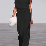 Margovil Cowl Neck One Shoulder Batwing Sleeve Party Suit afbeelding 4