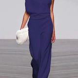 Margovil Cowl Neck One Shoulder Batwing Sleeve Party Suit afbeelding 6