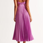 V Neck Cut Out Waist Sleeveless Pleated Maxi Dress(7 Colors Available!) afbeelding 7
