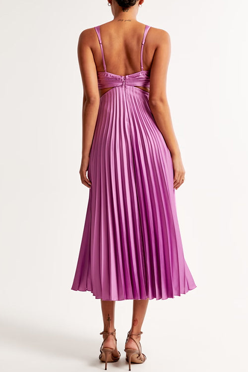 V Neck Cut Out Waist Sleeveless Pleated Maxi Dress(7 Colors Available!) afbeelding 7