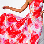 One Shoulder Sleeveless Print Asymmetric Maxi Pleated Dress afbeelding 4