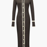 Mia | Contrast Trim Button-Down Knitted Dress