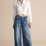 Sophie | Elegant button pocket long sleeve shirt