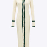 Mia | Contrast Trim Button-Down Knitted Dress