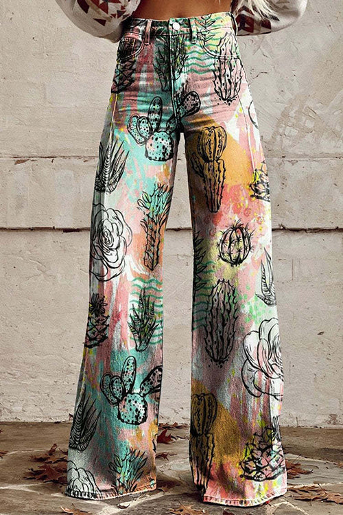 Margovil High Waist Unique Print Wide Leg Pants afbeelding 1