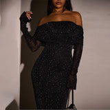 Sophia | Sequined off-shoulder dress