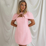 Vivienne | Tweed Mini Dress with Cape