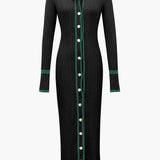 Mia | Contrast Trim Button-Down Knitted Dress