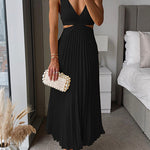 V Neck Cut Out Waist Sleeveless Pleated Maxi Dress(7 Colors Available!) afbeelding 8