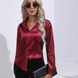 Elena | Chic Satin Long Sleeve Blouse