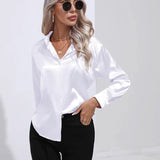 Elena | Chic Satin Long Sleeve Blouse