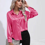 Elena | Chic Satin Long Sleeve Blouse