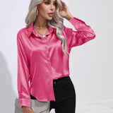 Elena | Chic Satin Long Sleeve Blouse