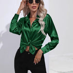 Elena | Chic Satin Long Sleeve Blouse