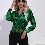 Elena | Chic Satin Long Sleeve Blouse