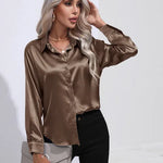 Elena | Chic Satin Long Sleeve Blouse