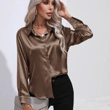 Elena | Chic Satin Long Sleeve Blouse