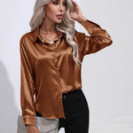 Elena | Chic Satin Long Sleeve Blouse