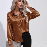 Elena | Chic Satin Long Sleeve Blouse