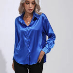 Elena | Chic Satin Long Sleeve Blouse