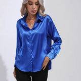 Elena | Chic Satin Long Sleeve Blouse